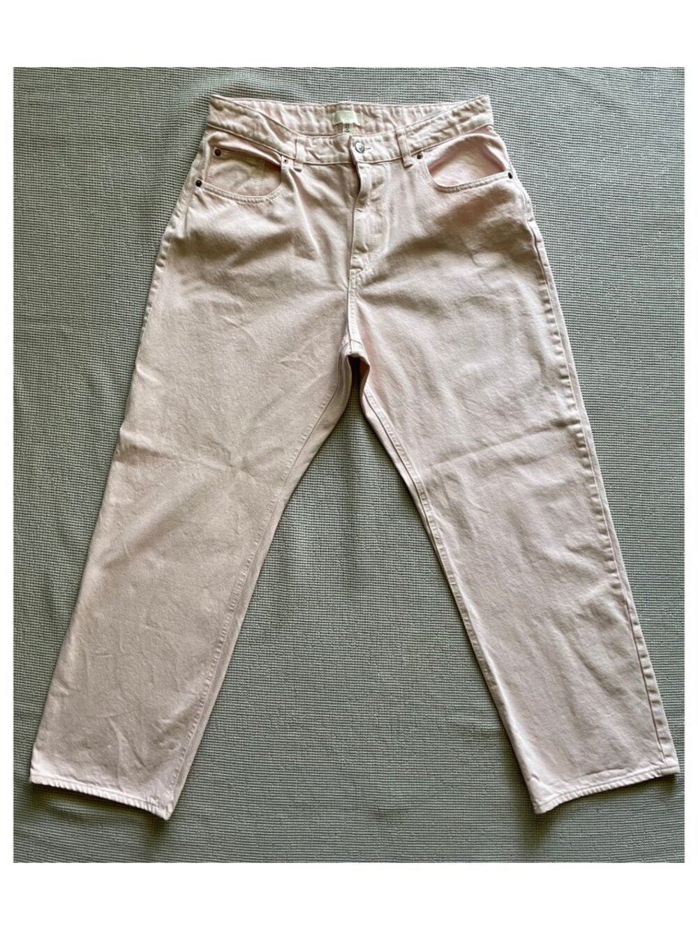 H&M Light Pink Straight High Waist Jeans - Size US 14 - Cotton 100%